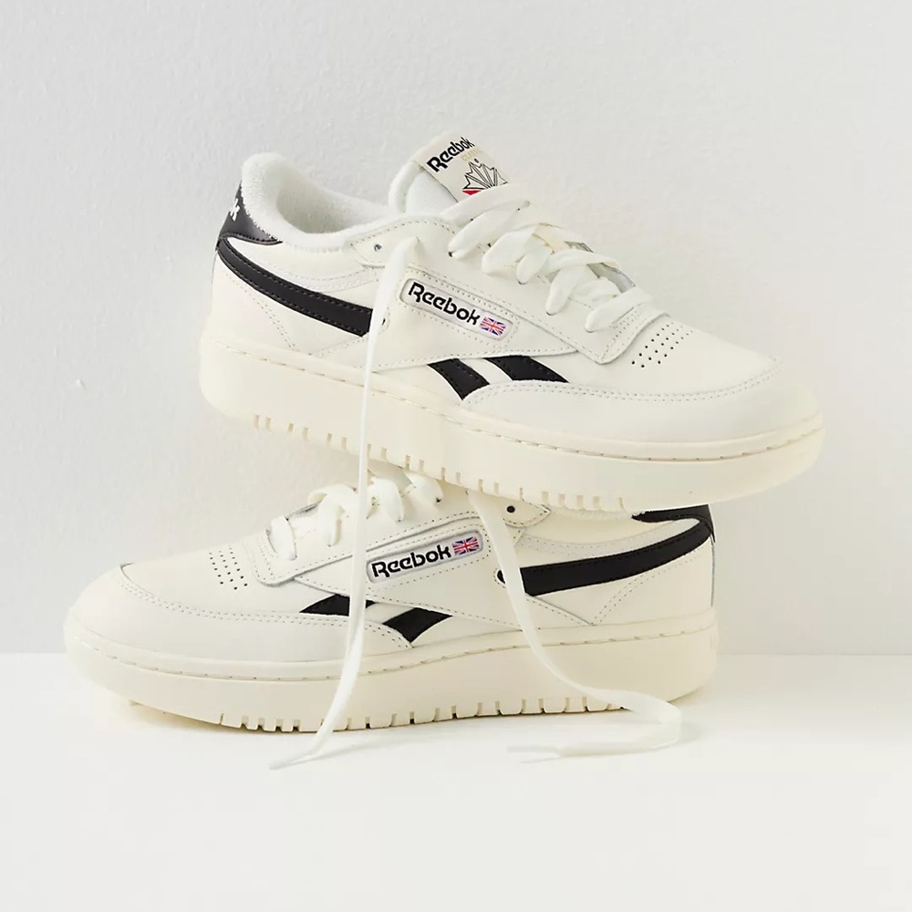 Reebok Women's White and Black Classic Leather Sneakers